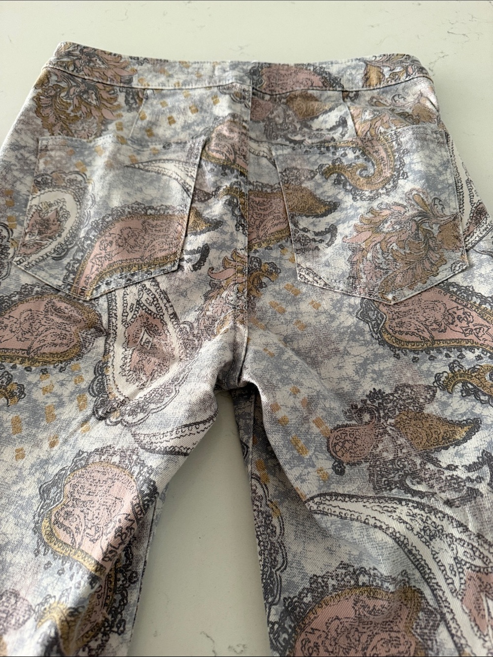 We The Free Paisley Flare Jeans in Gray, Pink & Brown - Picture 4 of 9